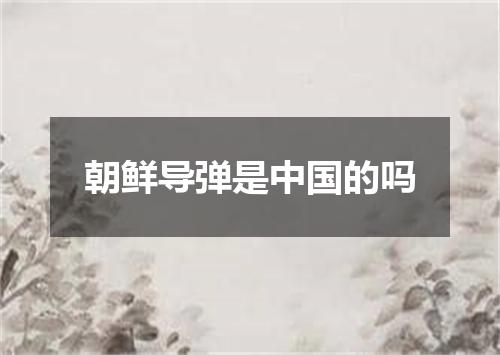 朝鲜导弹是中国的吗