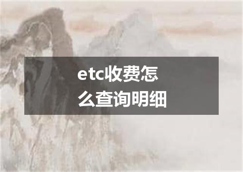 etc收费怎么查询明细