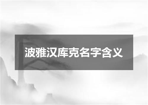 波雅汉库克名字含义