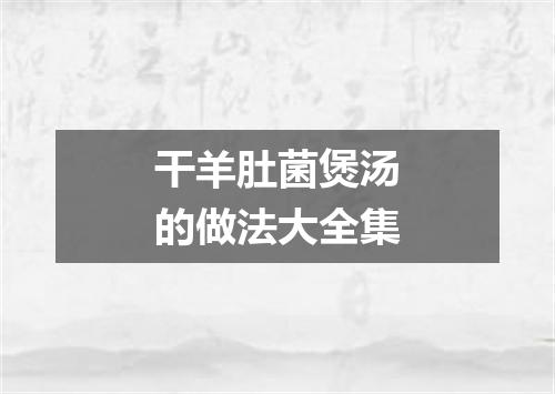 干羊肚菌煲汤的做法大全集