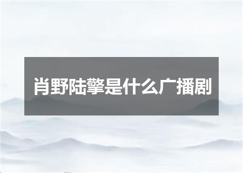 肖野陆擎是什么广播剧