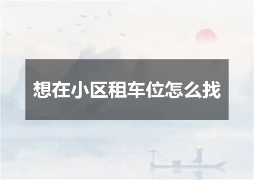 想在小区租车位怎么找