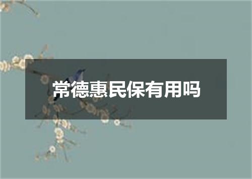 常德惠民保有用吗