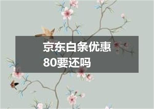京东白条优惠80要还吗