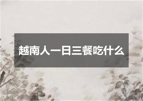 越南人一日三餐吃什么