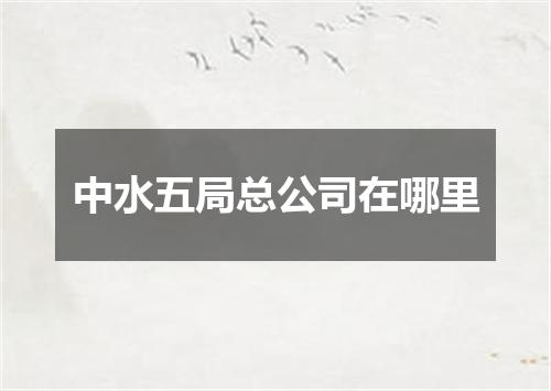 中水五局总公司在哪里