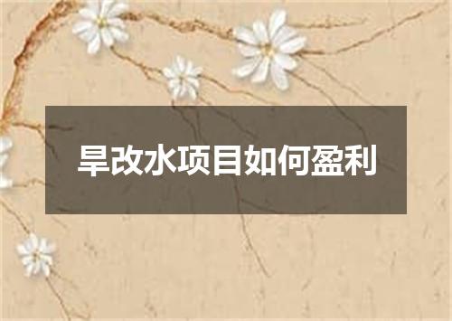 旱改水项目如何盈利