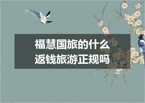福慧国旅的什么返钱旅游正规吗