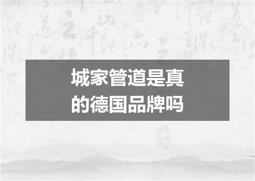 城家管道是真的德国品牌吗