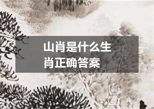 山肖是什么生肖正确答案