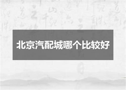 北京汽配城哪个比较好