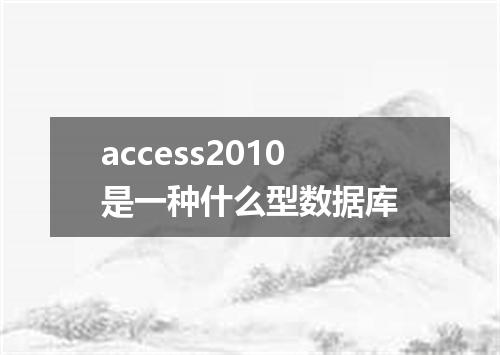 access2010是一种什么型数据库