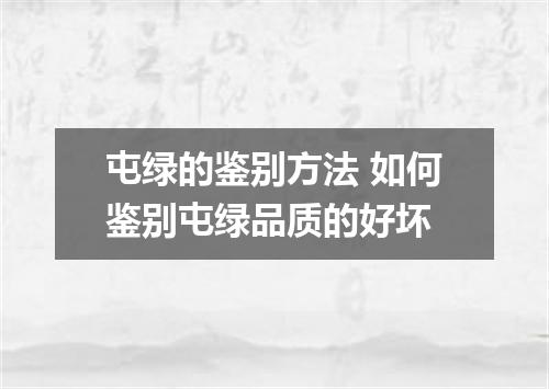 屯绿的鉴别方法 如何鉴别屯绿品质的好坏