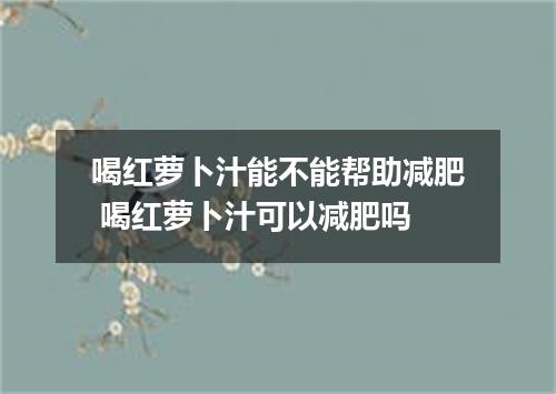喝红萝卜汁能不能帮助减肥 喝红萝卜汁可以减肥吗