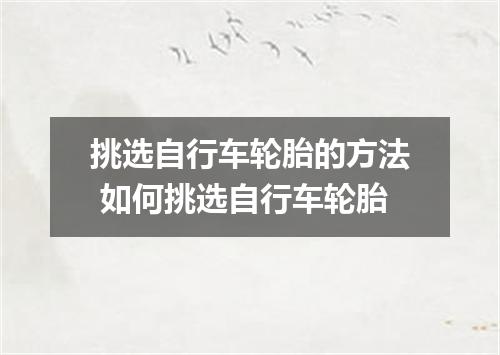 挑选自行车轮胎的方法 如何挑选自行车轮胎