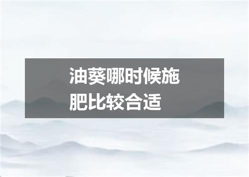 油葵哪时候施肥比较合适