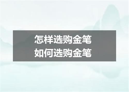 怎样选购金笔 如何选购金笔