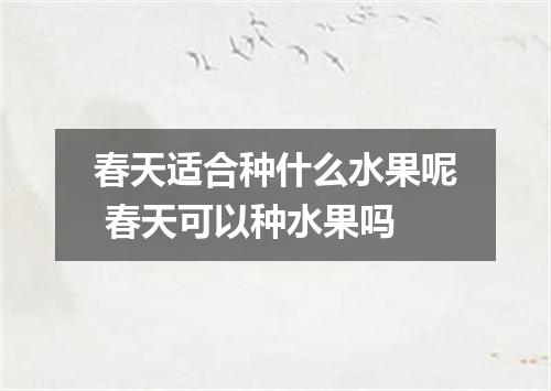 春天适合种什么水果呢 春天可以种水果吗