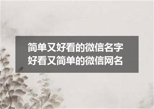 简单又好看的微信名字 好看又简单的微信网名