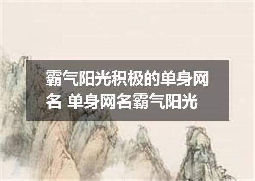 霸气阳光积极的单身网名 单身网名霸气阳光