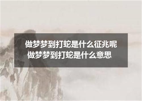 做梦梦到打蛇是什么征兆呢 做梦梦到打蛇是什么意思