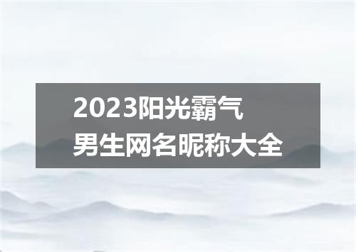 2023阳光霸气男生网名昵称大全