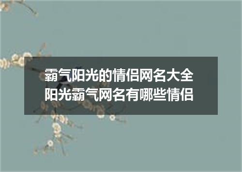霸气阳光的情侣网名大全 阳光霸气网名有哪些情侣