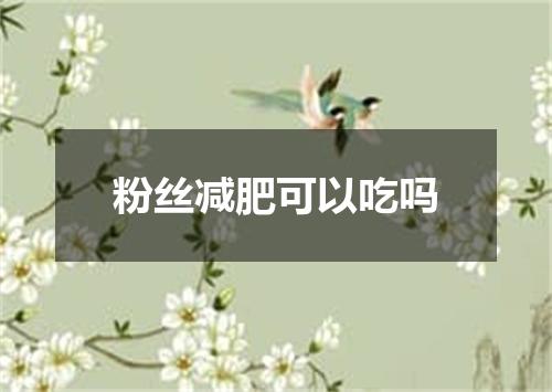 粉丝减肥可以吃吗