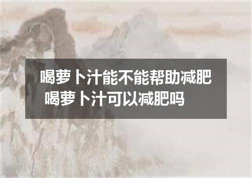 喝萝卜汁能不能帮助减肥 喝萝卜汁可以减肥吗