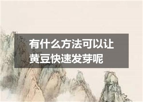 有什么方法可以让黄豆快速发芽呢