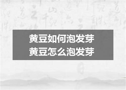 黄豆如何泡发芽 黄豆怎么泡发芽