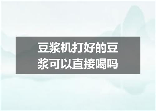 豆浆机打好的豆浆可以直接喝吗