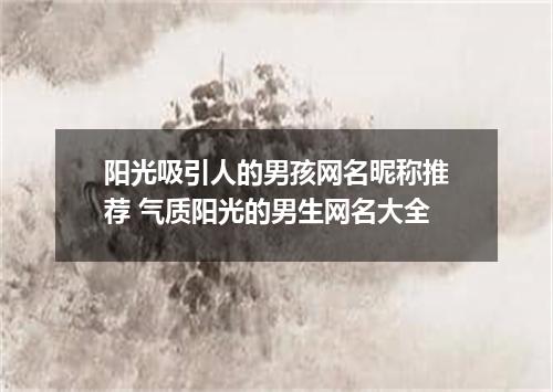 阳光吸引人的男孩网名昵称推荐 气质阳光的男生网名大全