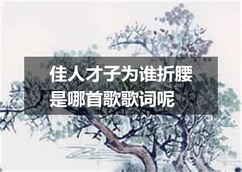 佳人才子为谁折腰是哪首歌歌词呢