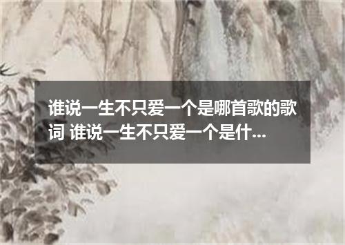 谁说一生不只爱一个是哪首歌的歌词 谁说一生不只爱一个是什么歌