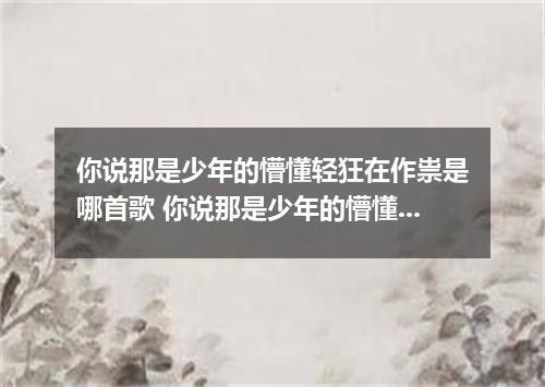 你说那是少年的懵懂轻狂在作祟是哪首歌 你说那是少年的懵懂轻狂在作祟是什么歌