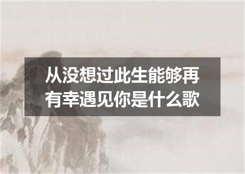 从没想过此生能够再有幸遇见你是什么歌