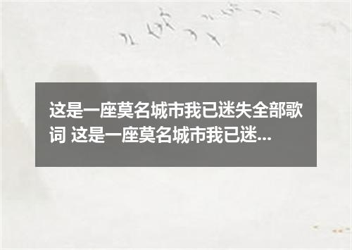 这是一座莫名城市我已迷失全部歌词 这是一座莫名城市我已迷失是什么歌