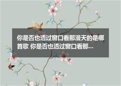 你是否也透过窗口看那漫天的是哪首歌 你是否也透过窗口看那漫天的是什么歌