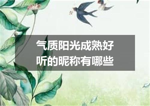 气质阳光成熟好听的昵称有哪些