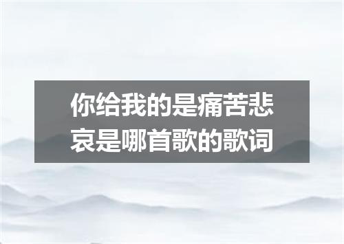 你给我的是痛苦悲哀是哪首歌的歌词
