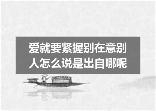 爱就要紧握别在意别人怎么说是出自哪呢
