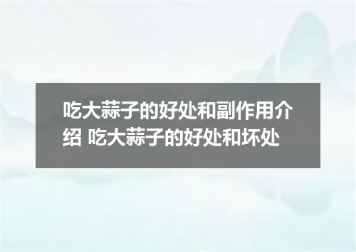 吃大蒜子的好处和副作用介绍 吃大蒜子的好处和坏处