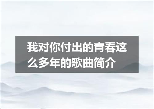 我对你付出的青春这么多年的歌曲简介