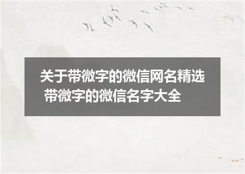 关于带微字的微信网名精选 带微字的微信名字大全
