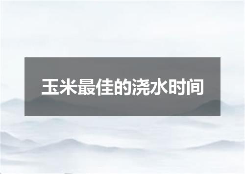 玉米最佳的浇水时间
