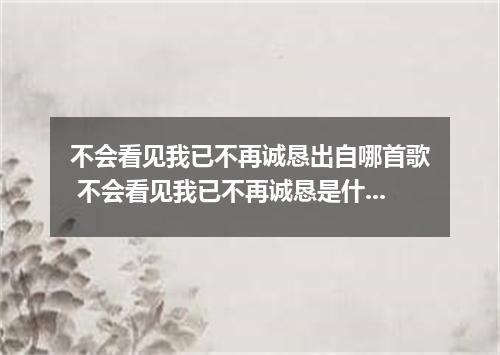 不会看见我已不再诚恳出自哪首歌 不会看见我已不再诚恳是什么歌