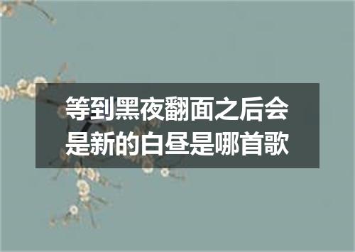 等到黑夜翻面之后会是新的白昼是哪首歌