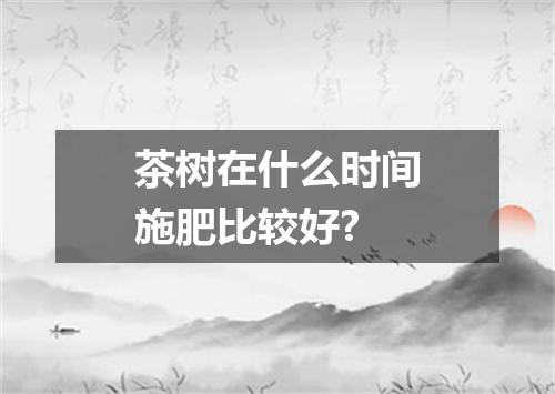茶树在什么时间施肥比较好?