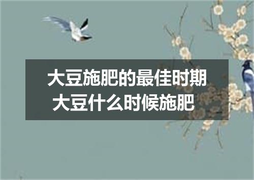 大豆施肥的最佳时期 大豆什么时候施肥